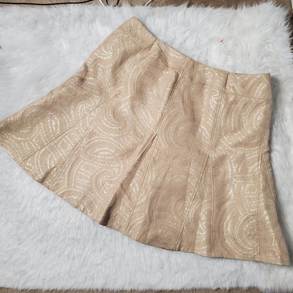 Gold & Cream Brocade Fit & Flare Godet Plus Size Skirt from Midnight Velvet - Picture 1 of 7
